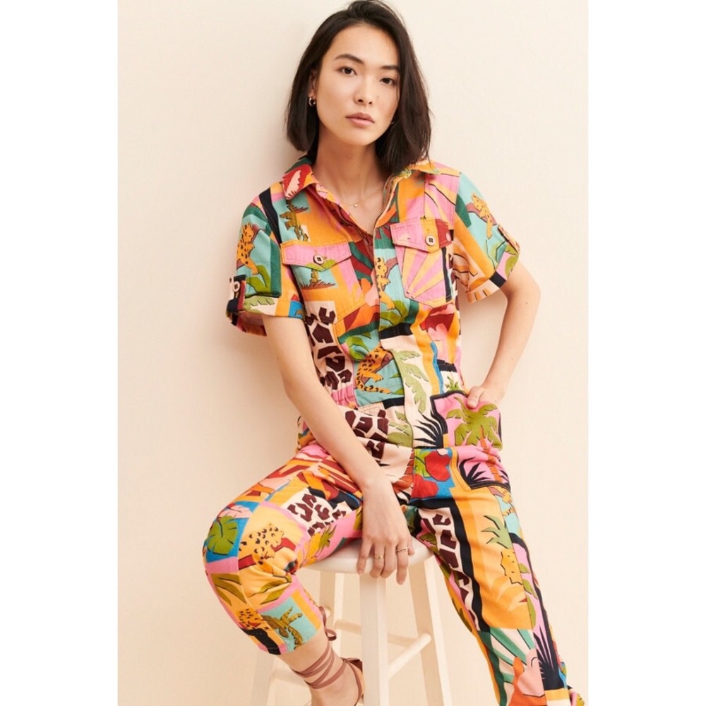 Farm Rio Tropical Collage Jumpsuit